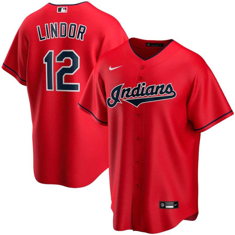 Youth Cleveland Indians 12 Francisco Lindor Nike Red Alternate Replica Player MLB Jerseys